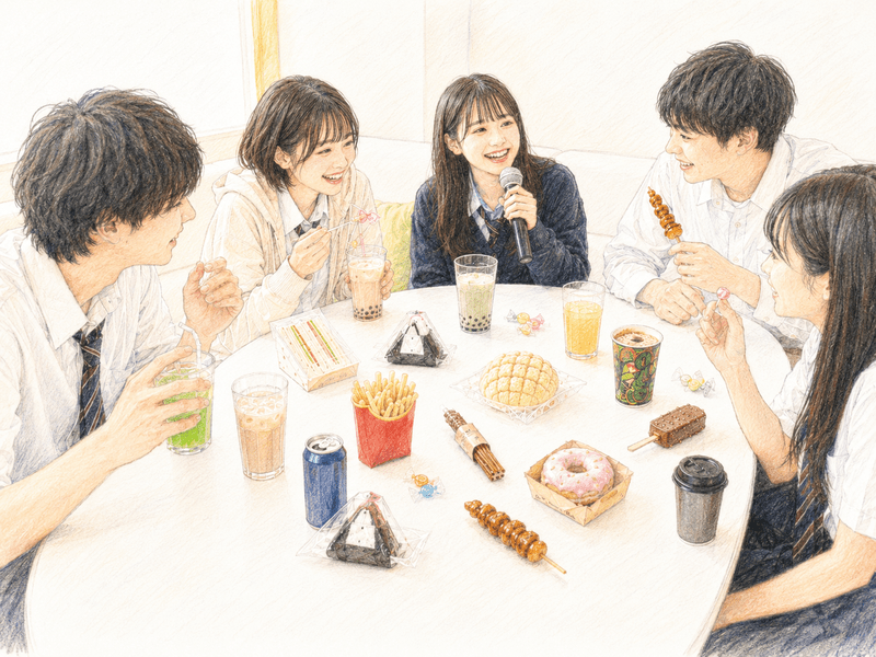 友達とカラオケで歌いながら持ち込みを楽しむ
