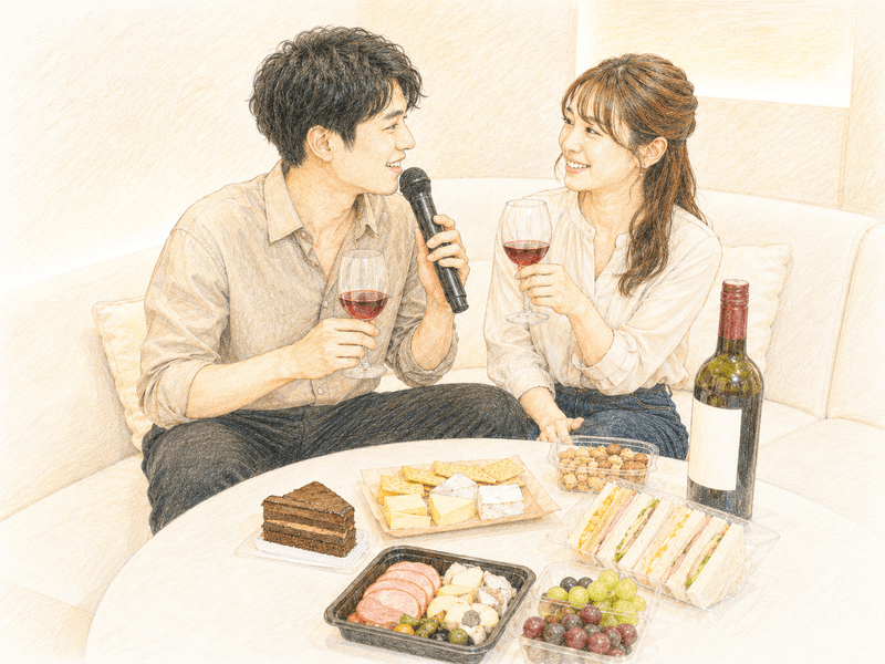 カラオケデート ワインで乾杯