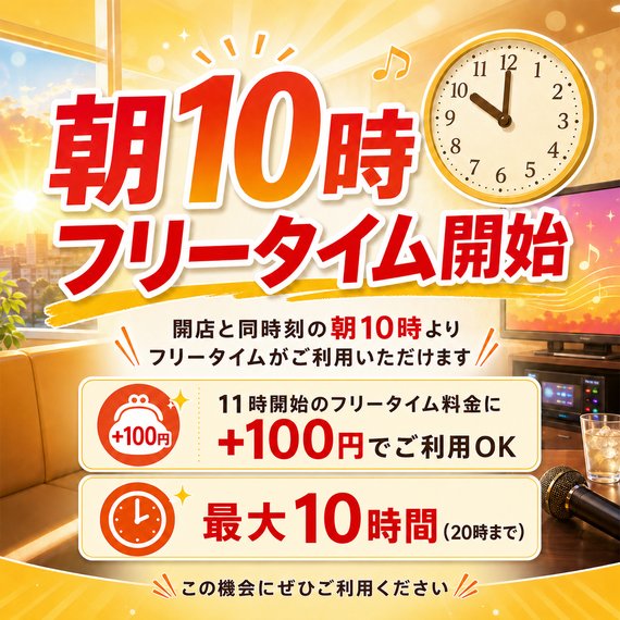 朝10時フリータイム開始｜JOYSOUNDなんば戎橋店