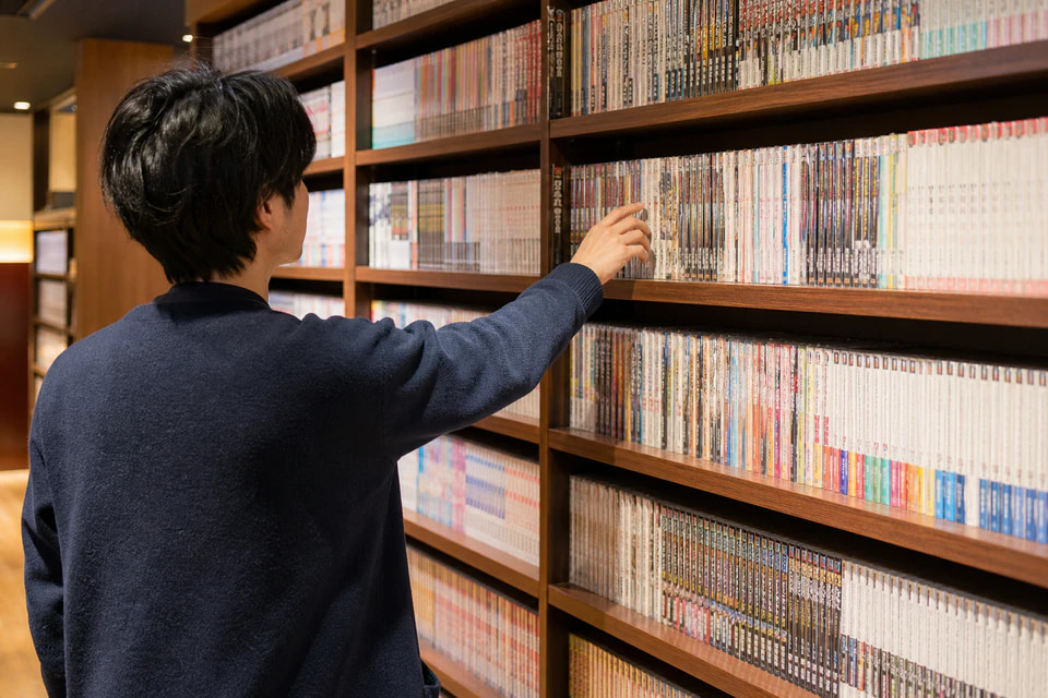 たくさんのコミックから読みたい作品を選ぶイメージ